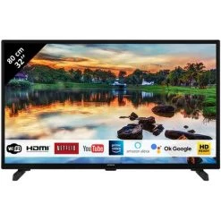 HITACHI 32FK56HE2150 Téléviseur LED 32" 80,01cm HD Alexa Google Smart TV: Netflix, Youtuibe, Prime / Wifi / 2 HDMI / 1 USB / VGA