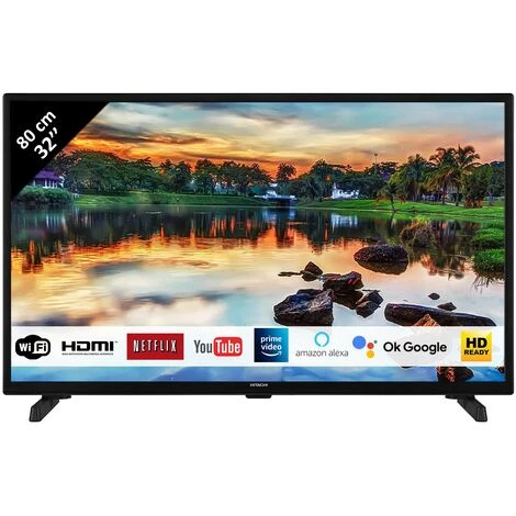 HITACHI 32FK56HE2150 Téléviseur LED 32" 80,01cm HD Alexa Google Smart TV: Netflix, Youtuibe, Prime / Wifi / 2 HDMI / 1 USB / VGA 3 HITACHI 32FK56HE2150 Téléviseur LED 32" 80,01cm HD Alexa Google Smart TV: Netflix, Youtuibe, Prime / Wifi / 2 HDMI / 1 USB / VGA