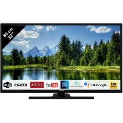 HITACHI 32HE2200 Téléviseur LED 32" 80,01cm HD Ready Alexa Google Smart TV: Netflix, Prime / Wifi / 2 HDMI / 1 USB / 1 VGA